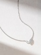 18K White Gold necklace with Two Delicate Leaves and Diamonds - Image 1