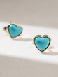18K Yellow Gold Earrings with Turquoise Hearts
