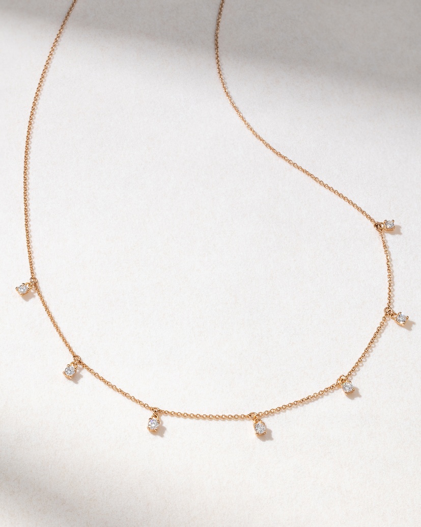 18K Rose Gold Chain with Brilliant cut Diamonds - Image 1