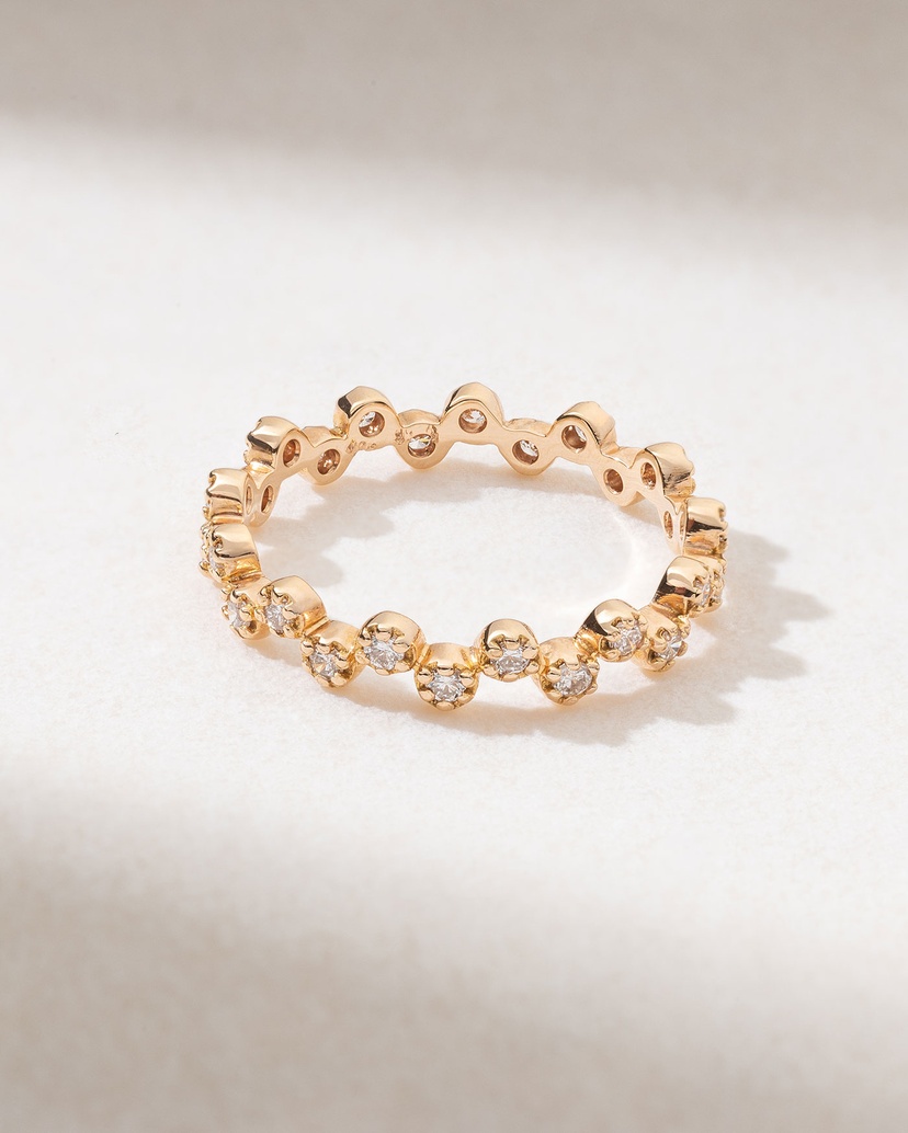 18K Rose Gold Playful Ring with Brilliant cut Diamonds