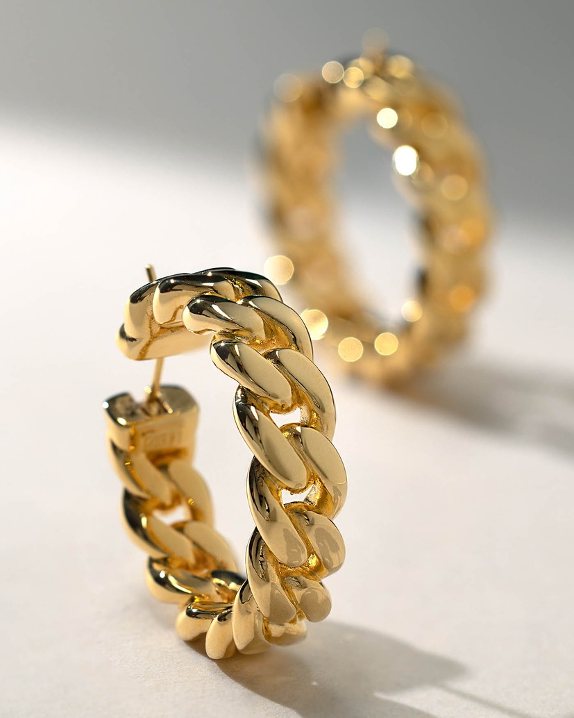 Yellow Gold Hoop Earrings K18
