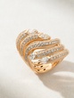18 Κ Rose Gold Wavy Ring with Brilliant and Poir Diamonds