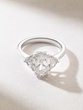 18K White Gold Engagement Ring with Oval and Half Moon Diamonds