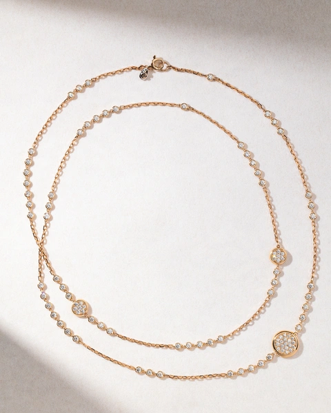 18K Rose Gold Long Chain with Diamonds