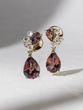 18Κ Rose Gold Drop Earrings with Tourmalines and Diamonds - Image 1