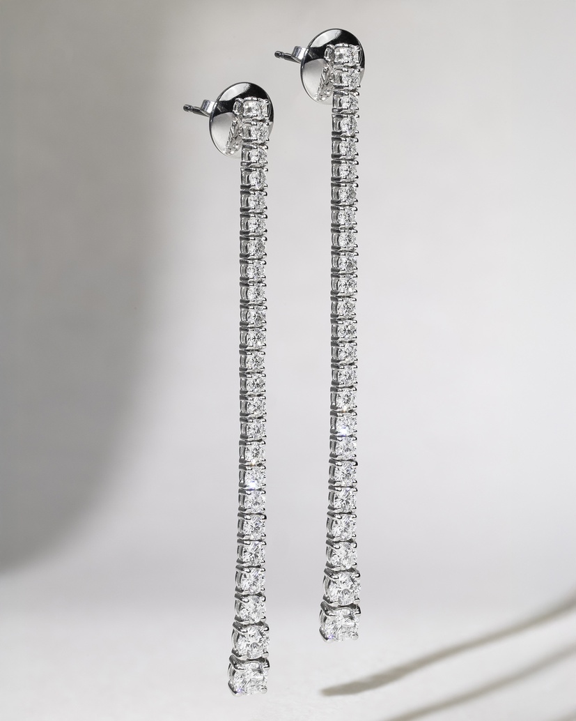 18K White Gold Tennis Earrings with Diamonds - Image 1
