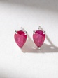 18K White Gold Earrings with Pear Shaped Rubies - Image 1
