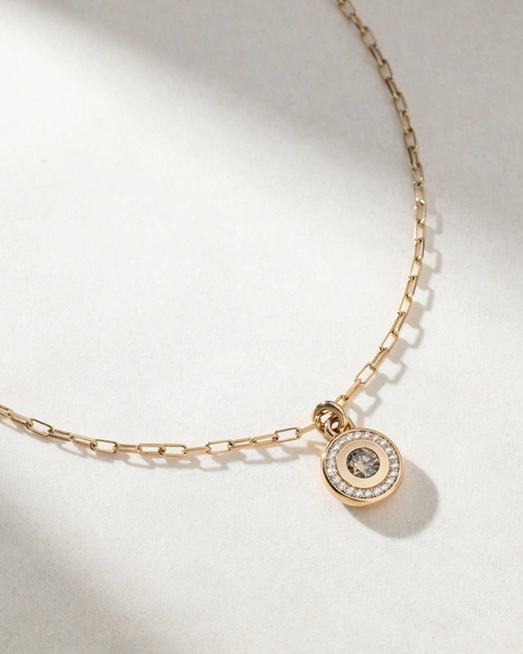 18K Rose Gold Necklace with Brown and White Diamonds