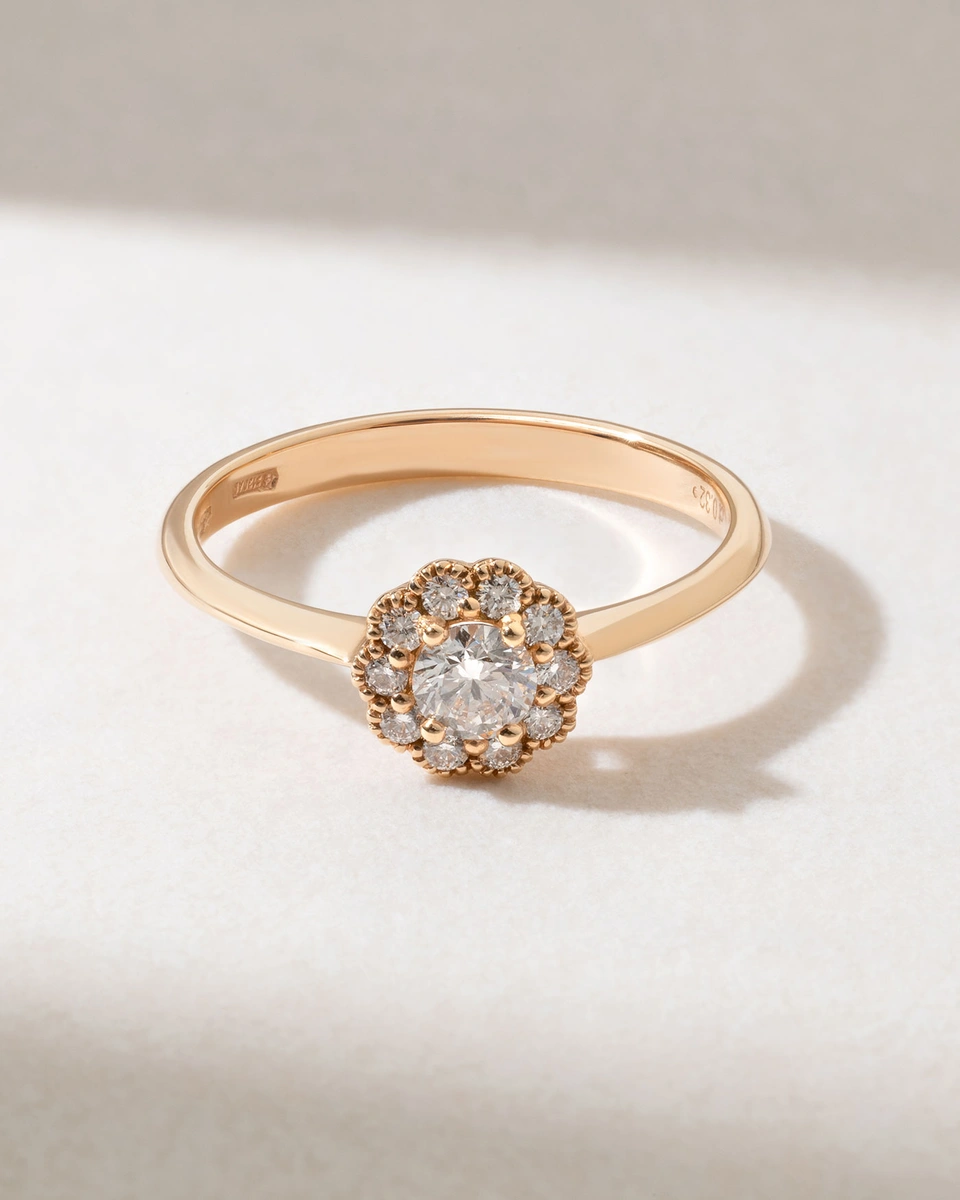 Κλασικό Δαχτυλίδι Ροζ Χρυσό Κ18 με Μπριγιάν Διαμάντια