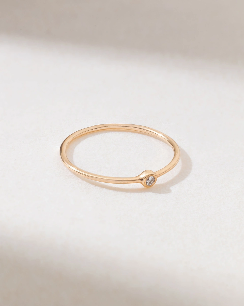18K Rose Gold Ring with a Diamond