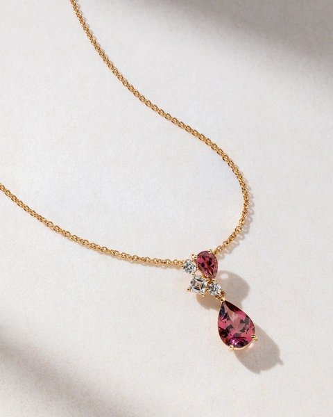18K Rose Gold Necklace with Tourmalines and Diamonds