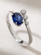 18K White Gold Open Ended Ring with Oval Sapphire and Brilliant Diamonds
