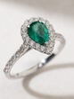 18Κ White Gold Ring with Pear Shaped Emerald and Diamonds