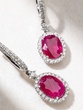18K White Gold Earrings with Oval Rubies and Brilliant Diamonds