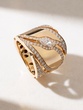 18K Polished Rose Gold Ring with Marquise and Brilliant Diamonds