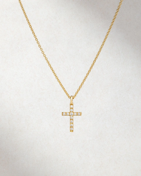 Cross pendant with chain in 18K Rose Gold with Brilliant-Cut Diamonds