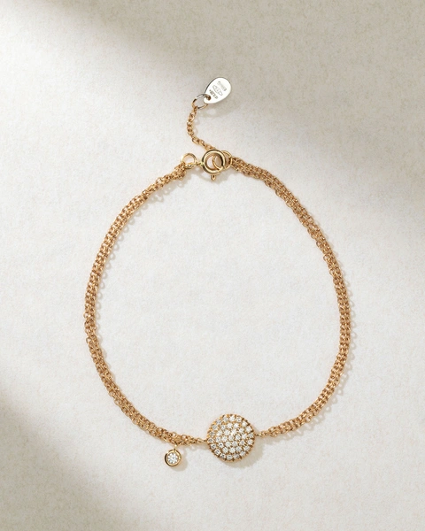18K Rose Gold Bracelet with Double Chain and Circle Charm