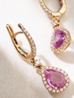 18K Rose Gold Drop Earrings with Diamonds and Pear Shaped Pink Sapphires