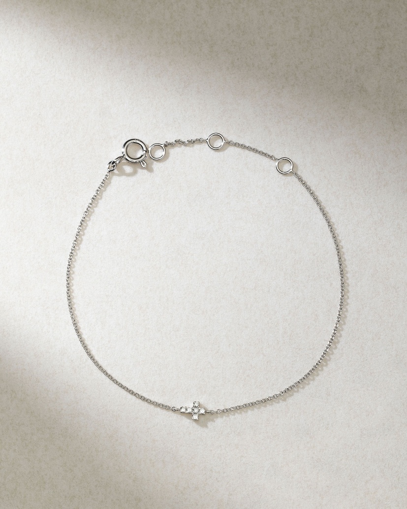 18K White Gold Bracelet with Miniature Cross