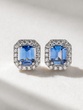 18K White Gold Earrings with Emerald Cut Sapphires and Diamonds - Image 1