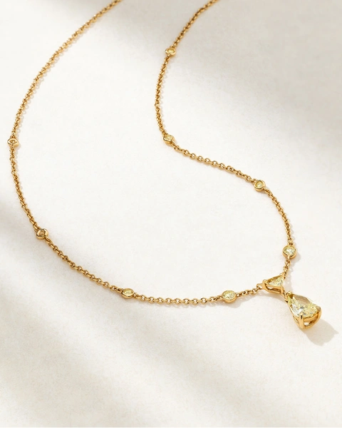 18K Rose Gold Necklace with Fancy Yellow Diamonds
