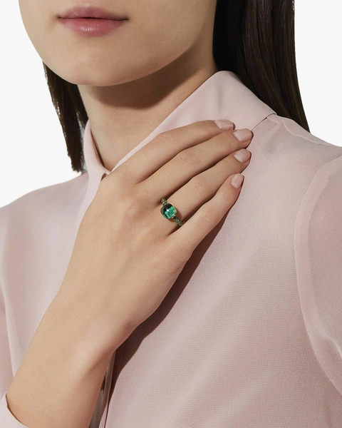 Nudo Petit ring in 18k rose and white gold with prasiolite,malachite and tsavorites