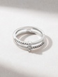 18K Double White Gold Ring with White Diamonds