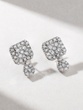 18K White Gold Square Drop Diamond Earrings