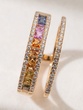 18K Rose Gold Rainbow ring with Multicolored Sapphires and Diamonds