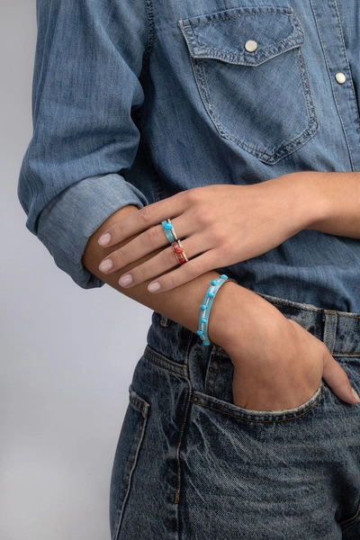 18K White Gold Bracelet with Turquoise and Diamonds