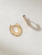 Rose Gold Miniature Hoop Earrings K18 with Diamonds