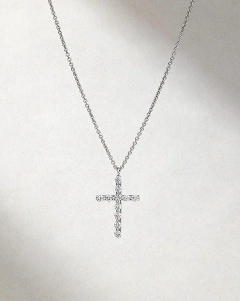 Cross in 18K White Gold with Brilliant Diamonds