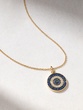 18K Yellow Gold Circle Talisman Necklace with Sapphires and Diamonds - Image 1