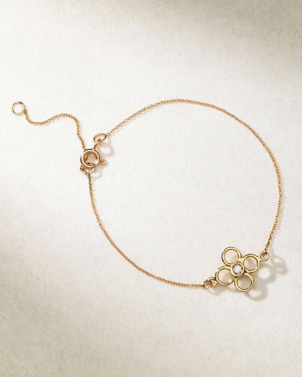 18K Rose Gold Bracelet with Cross Pendant, Diamond and Sapphire