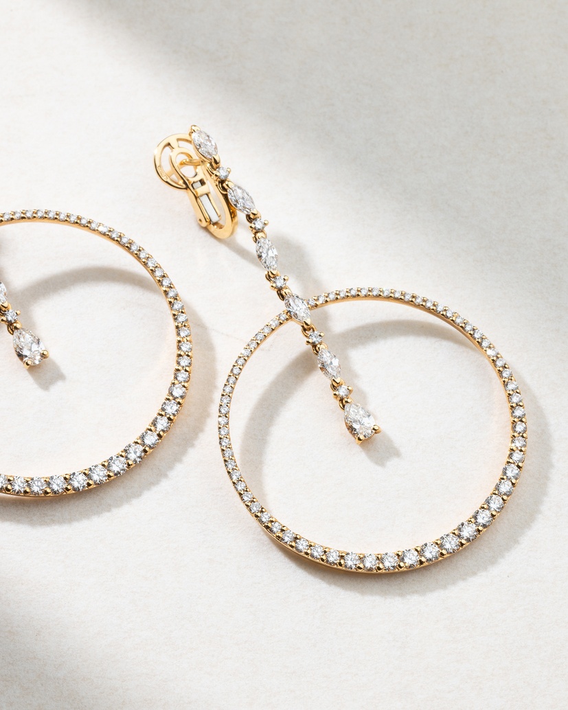 18K Rose Gold Long Earrings with Diamonds - Image 4
