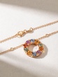 18K Rose Gold Necklace with Diamonds and Rainbow Sapphires