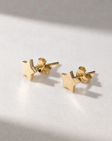 18Κ Star shaped Yellow Gold Earrings