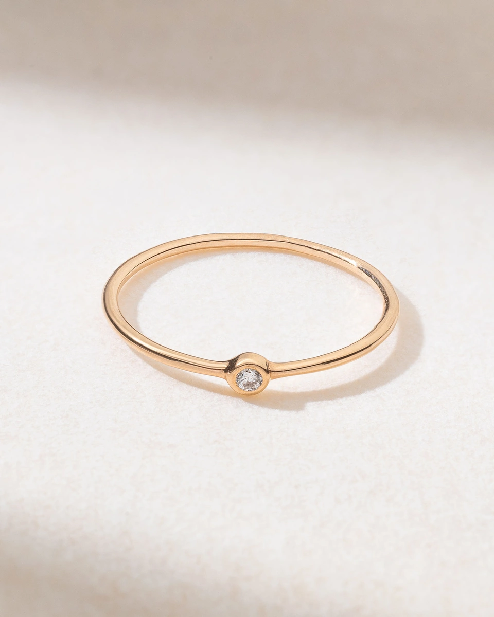 18K Rose Gold Ring with a Diamond