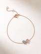 18K Rose Gold Bracelet with White and Brown Diamond Butterfly