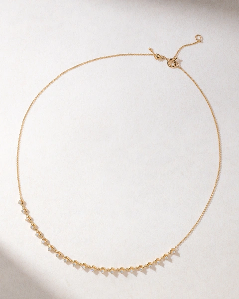 18K Yellow Gold Chain Necklace with Brilliant Diamonds