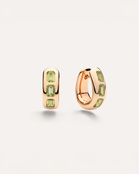 Iconica Earrings in 18k rose gold with 6 peridots