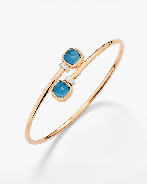 Nudo bracelet in 18k rose and white gold with london blue topazes and white diamonds