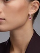 18K White Gold Earrings with Oval Rubies and Brilliant Diamonds