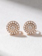 18K Rose Gold Circle Stud Earrings with Diamonds - Image 1