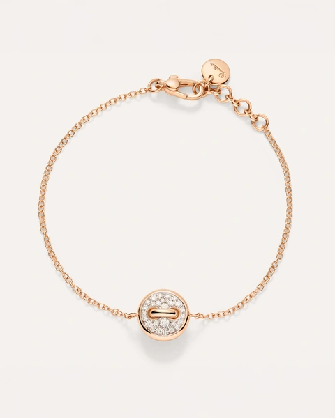 Βραχιόλι Pom Pom Dot σε ροζ χρυσό Κ18 με λευκά διαμάντια και φίλντισι