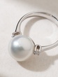 18K White Gold Ring with Diamonds and South Sea Pearl