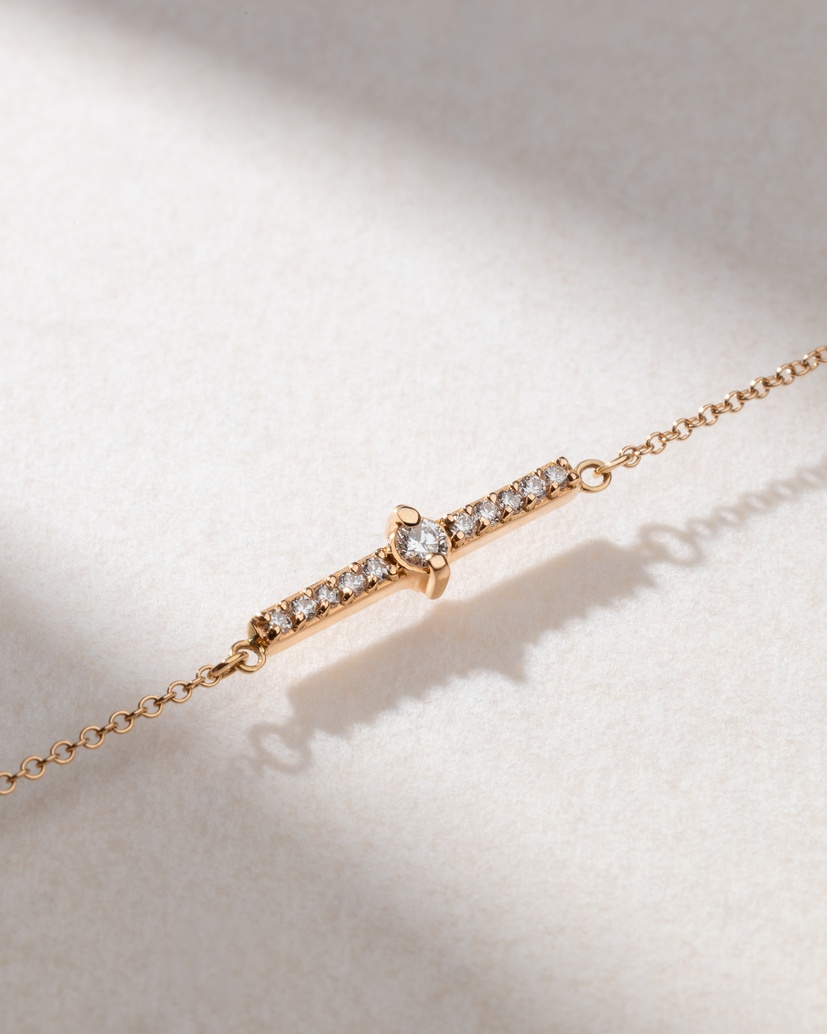 18K Rose Gold Bracelet with Diamond Row