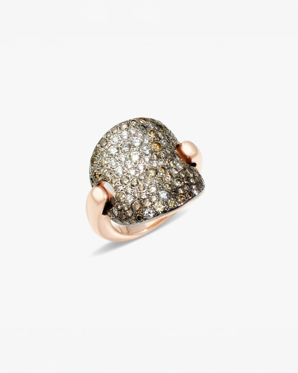 Sabbia Ring in 18K Rose Gold with Brown and White Diamonds
