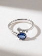 18K White Gold Open Ended Ring with Oval Sapphire and Brilliant Diamonds