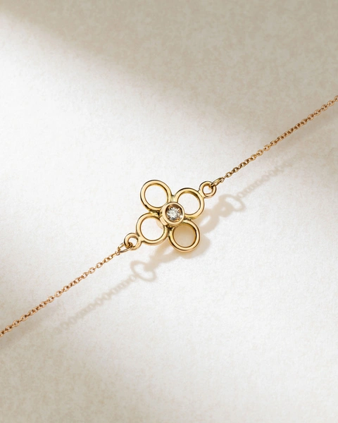 18K Rose Gold Bracelet with Cross Pendant, Diamond and Sapphire